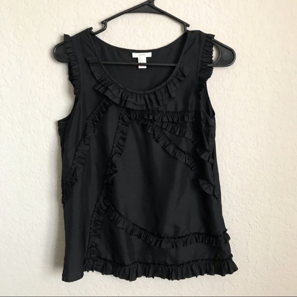 Jcrew Ruffle Top in pink & black